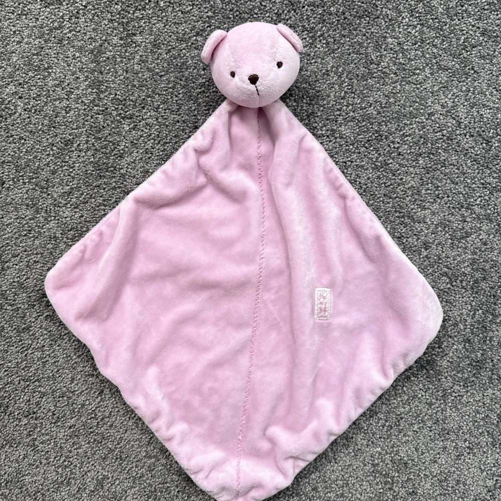 CARTERS Precious Firsts Teddy Bear Pink Security Blanket Lovey Toy Rattle soft